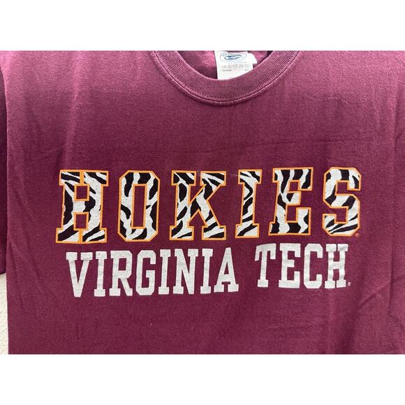 Womens Maroon Virgina Tech Hokies Animal Print Graphic T-Shirt Size Small - Picture 3 of 9